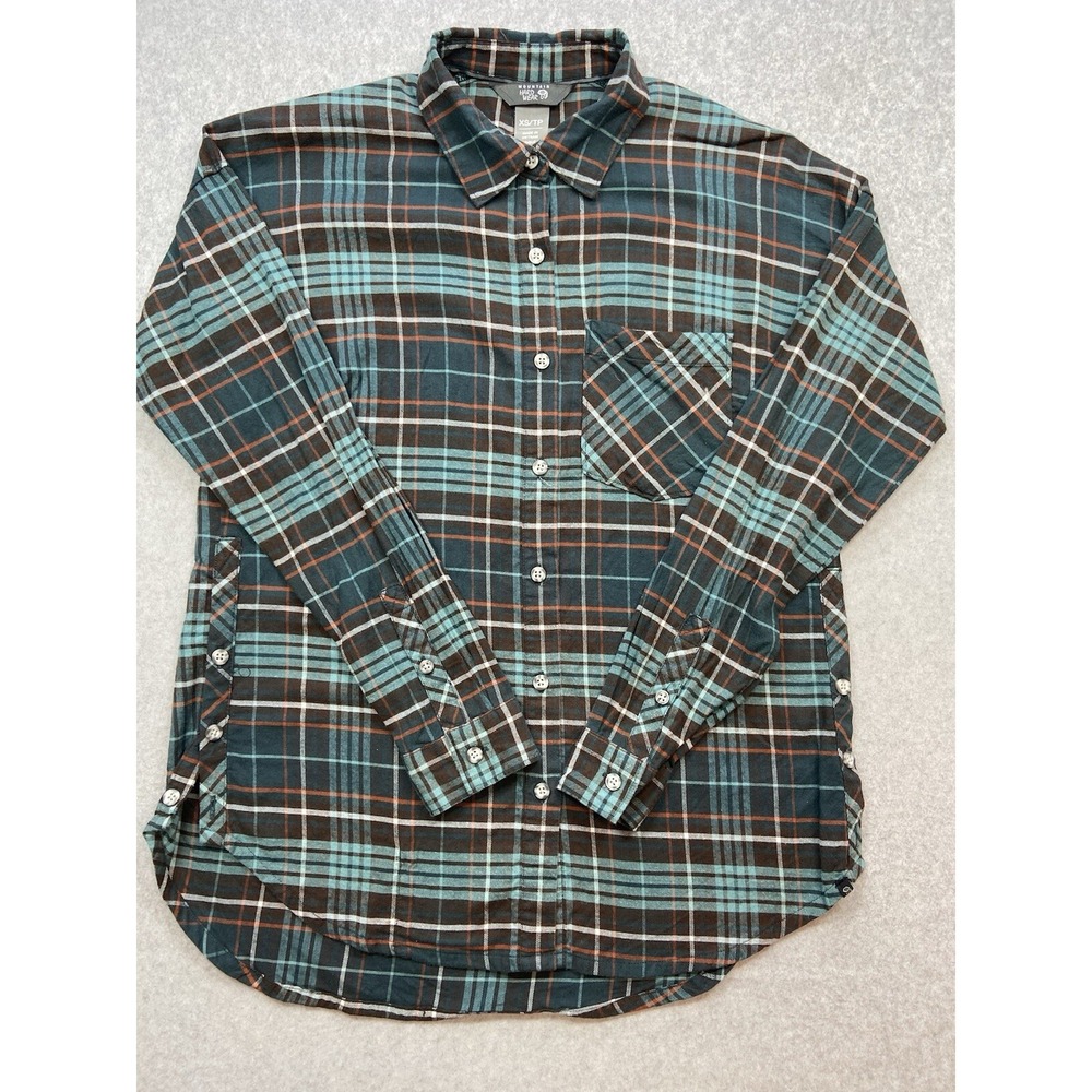 Mountain Hardwear Women Plaid Button Up Shirt XS Green Cotton Outdoor‎